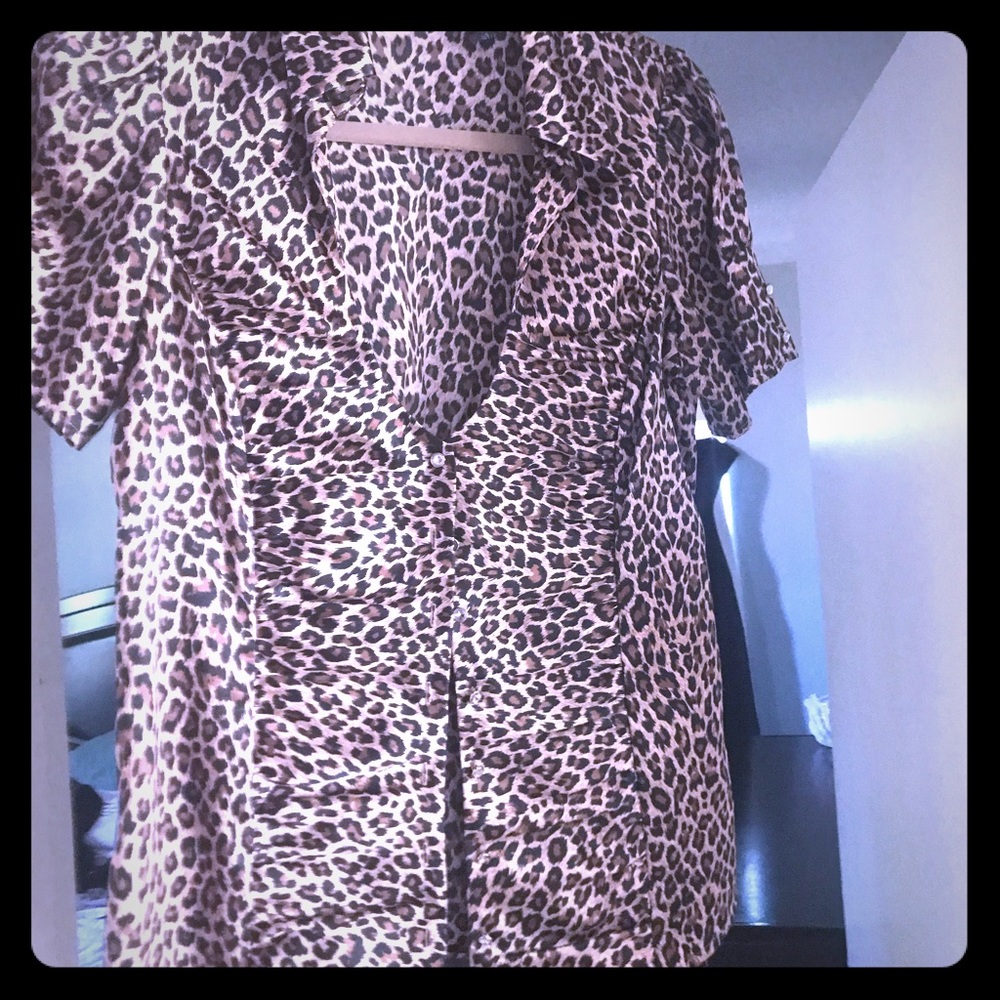 GUESS satin leopard blouse